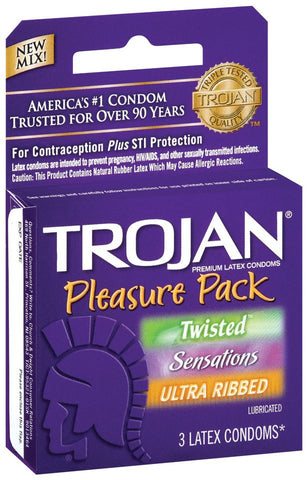 TROJAN - PLEASURE PACK ASSORTED 3'S